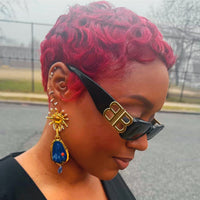 The Vanguard Lapis Sunburst Drop Earrings