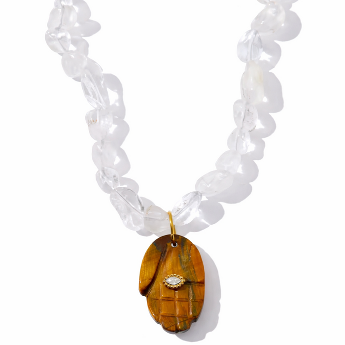 Necklace with a tiger's eye pendant