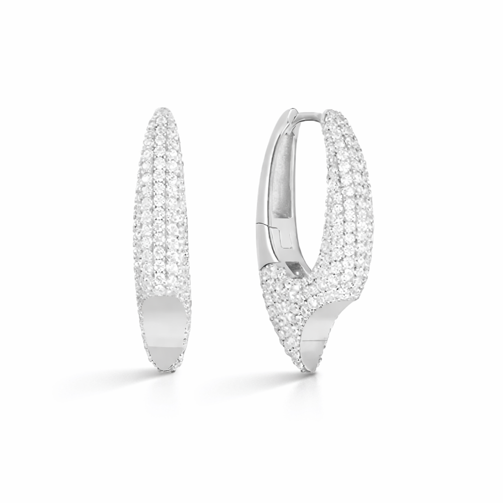 Facet Pavé Huggies — Silver