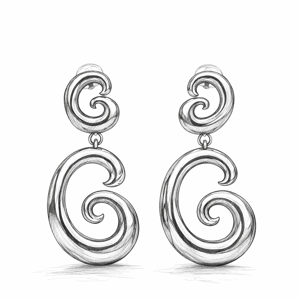 Cocoa Ari silver swirl drop earrings with sculptural, heritage-inspired design, demi-fine jewelry