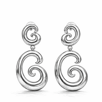 Cocoa Ari silver swirl drop earrings with sculptural, heritage-inspired design, demi-fine jewelry