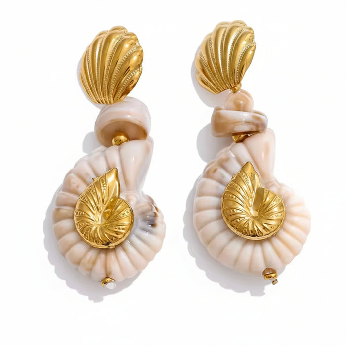 Gold and shell nautilus earrings from COCOA ARI, small-batch demi-fine jewelry NYC