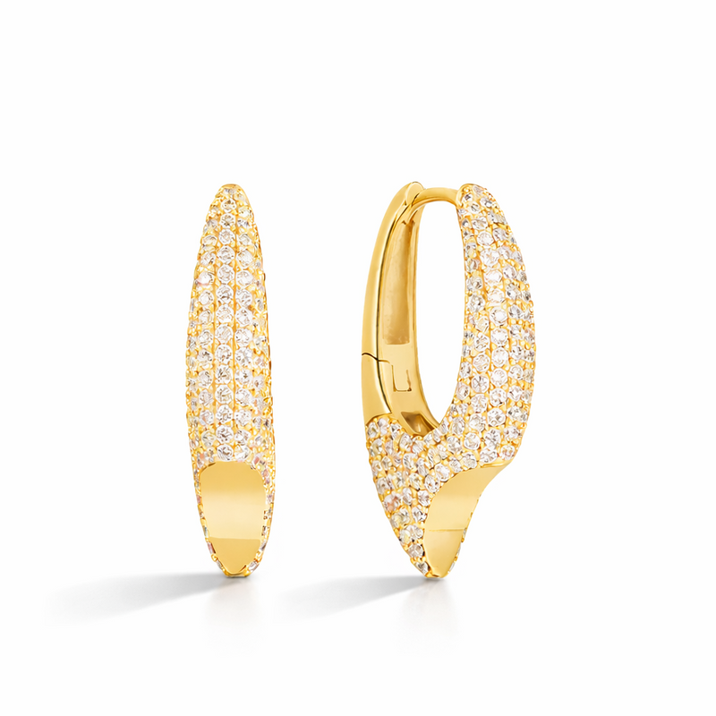 Facet Pavé Huggies — Gold