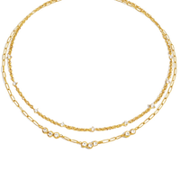 Two gold chain necklaces with cz stones