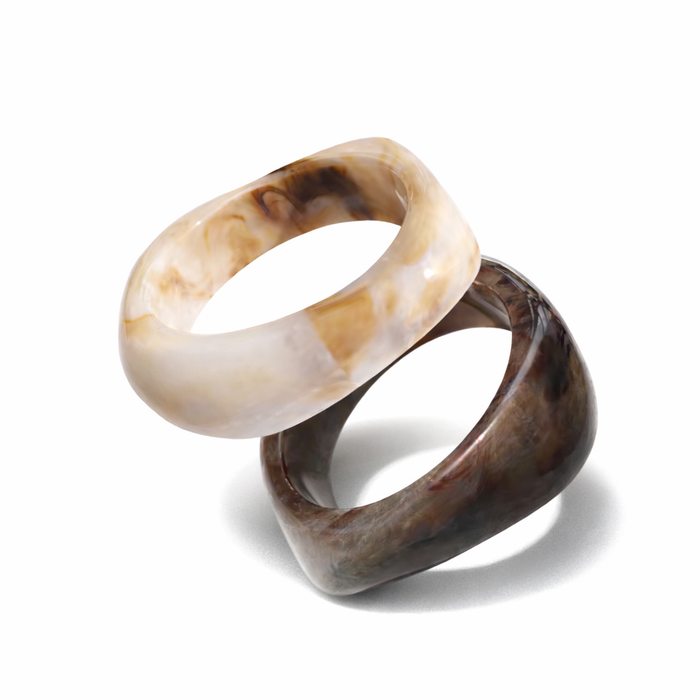 Terra Marbled Agate Form Bangle (Set of Two)