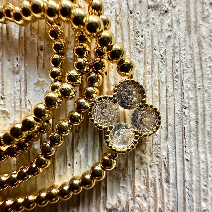 The Clover Stack - 3-Piece Gold Bead Bracelet Set - COCOA ARI