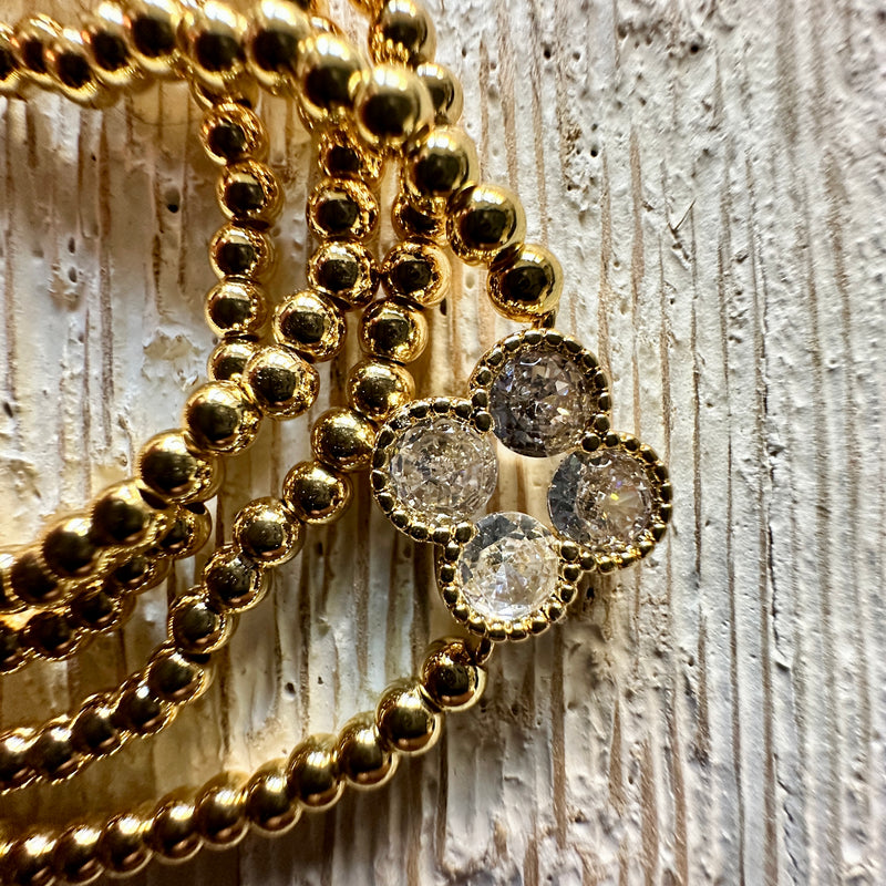 The Clover Stack - 3-Piece Gold Bead Bracelet Set - COCOA ARI