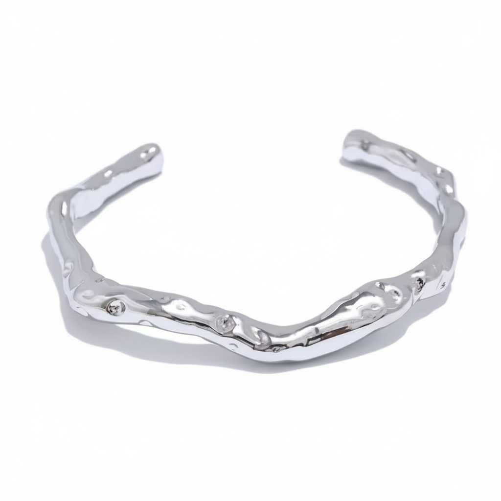 Silver melted bracelet cuff