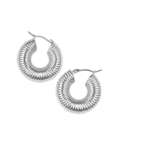 Silver hoop earrings on a white background