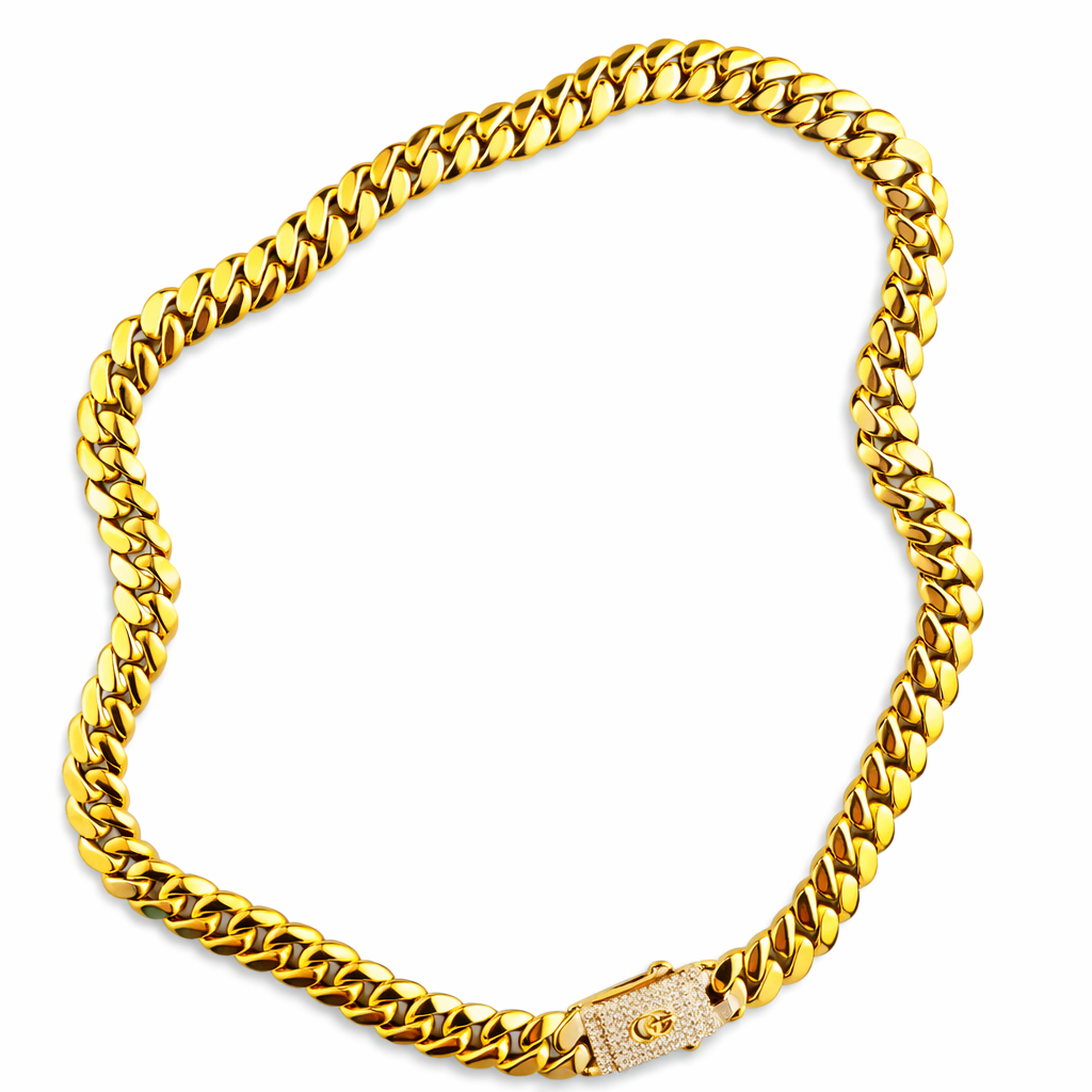 COCOA ARI Miami Cuban gold chain necklace with pavé clasp