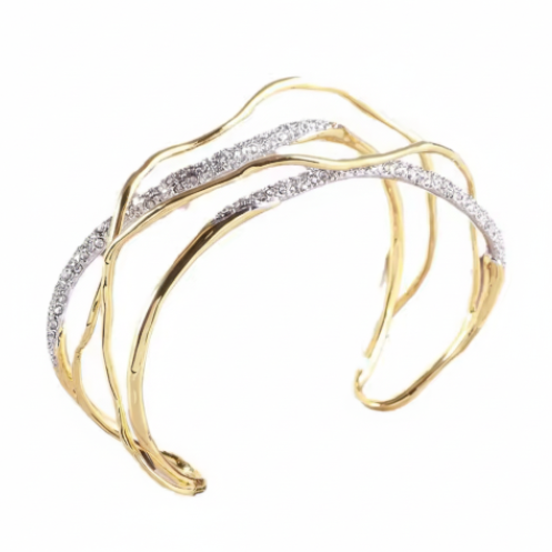Gold and silver bracelet on a white background