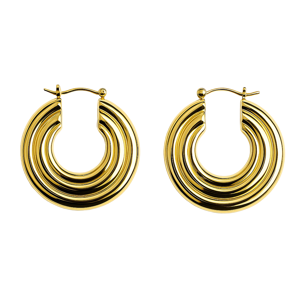 gold spiral earrings on a white background