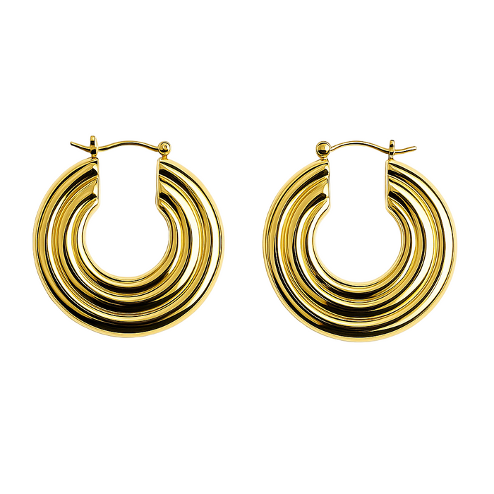 gold spiral earrings on a white background