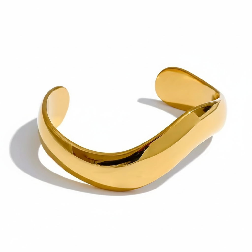 Gold wavy bracelet cuff