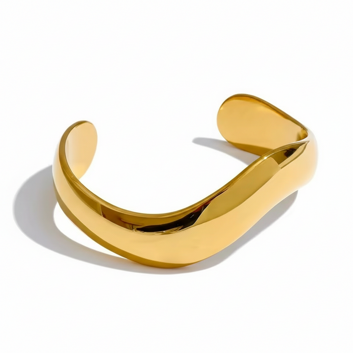 Gold wavy bracelet cuff