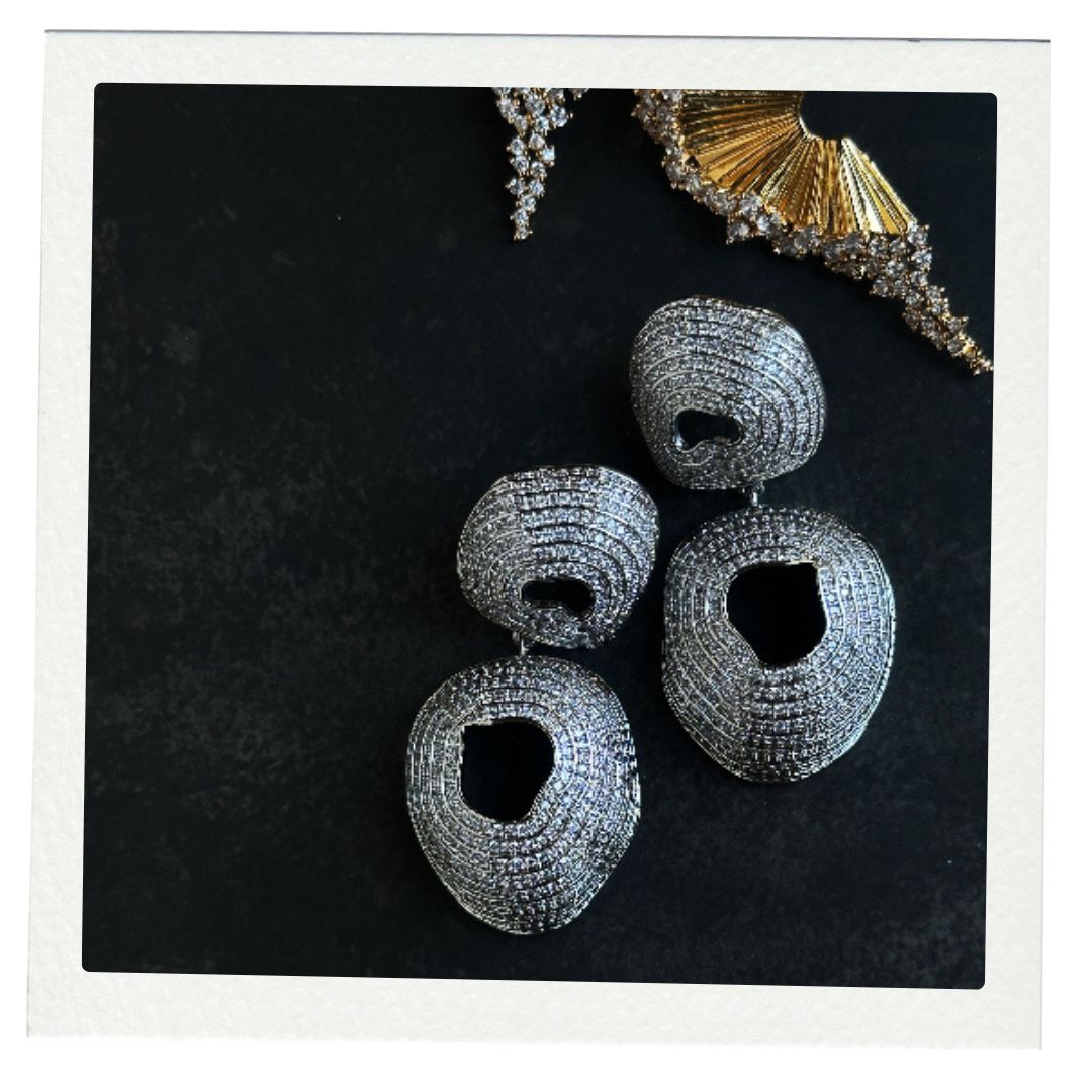 Sculptural Silver circular earrings