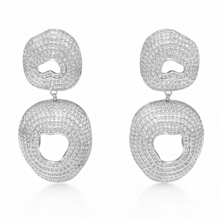 silver pavé drop earrings