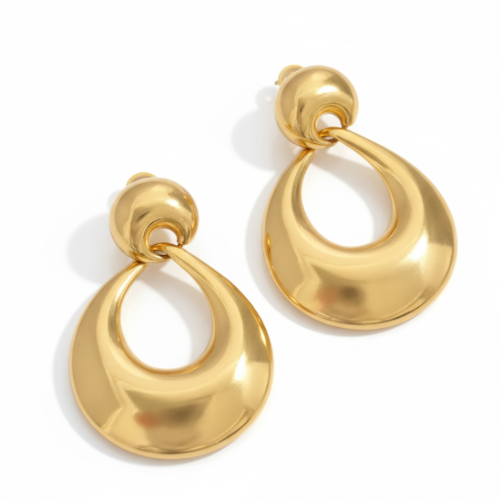 satin polished sculptural drop earrings