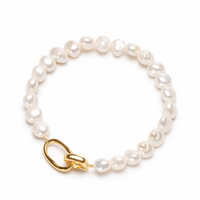 Pearl bracelet with a gold clasp